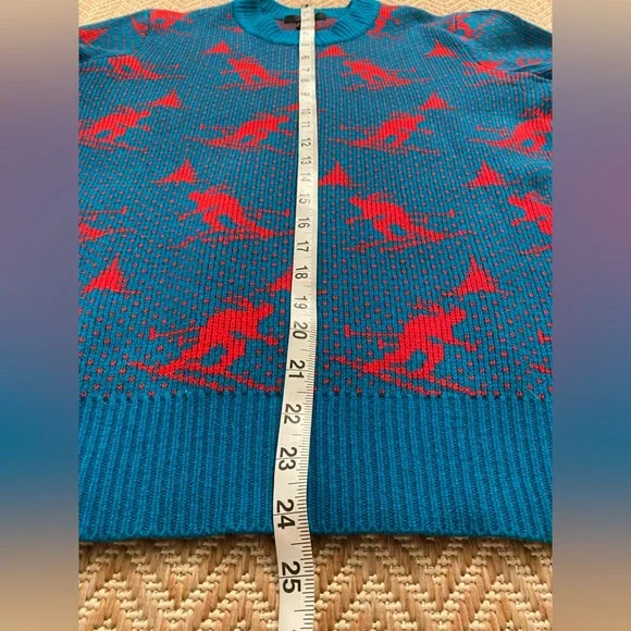 J. Crew Skier Crewneck Sweater Turquoise/Red Size Small - Picture 8 of 9